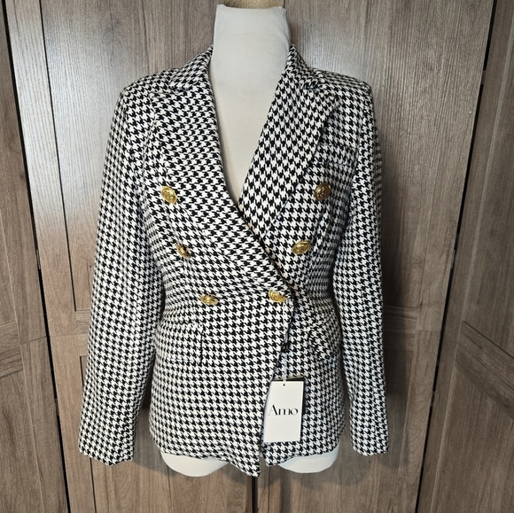 Amo Women's Black and White Houndstooth Blazer - Picture 11 of 16